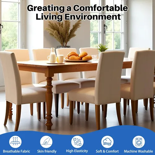Miniatura 2 de Dioxide Fundas de Silla de Alto Estirar para Sillas de Comedor, Juego de Fundas de Silla de Comedor Lavables de 4, Fundas de Asiento de Silla