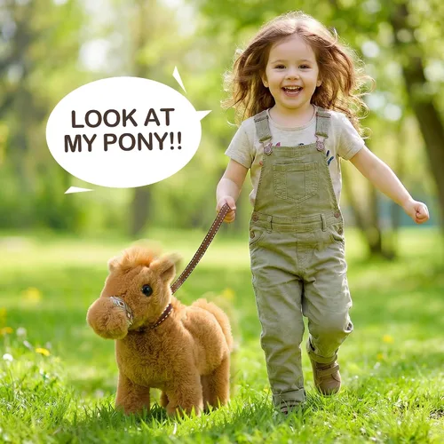 Miniatura 2 de Toylink Caballo de peluche para niños, juguete electrónico interactivo de peluche con hacer sonido/caminar/mover la cola, regalos de cumpleaños