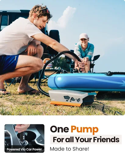 Miniatura 4 de OutdoorMaster Bomba de aire SUP de alta presión de 20 PSI, la mini bomba de tabla de remo Cachalot 2, inflado inteligente de doble etapa y apagado