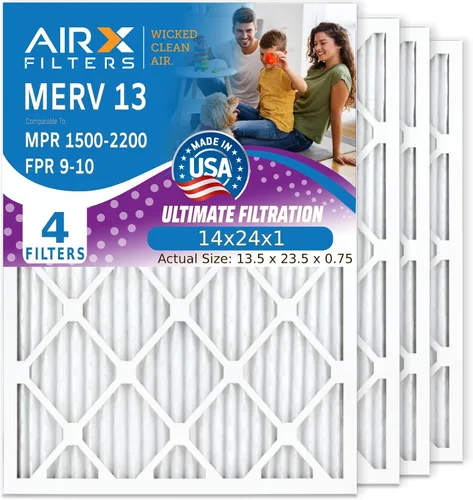 Miniatura 16 de AIRx Filters WICKED CLEAN AIR 10x20x1 MERV 13 Filtro electrostático plisado para aire acondicionado, paquete de 4 filtros HVAC para horno AC
