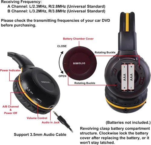 Miniatura 3 de SIMOLIO Auriculares IR para coche DVD compatibles con uConnect VES Dodge Grand Caravan y Chrysler Town & Country y Honda Odyssey & Jeep, auriculares