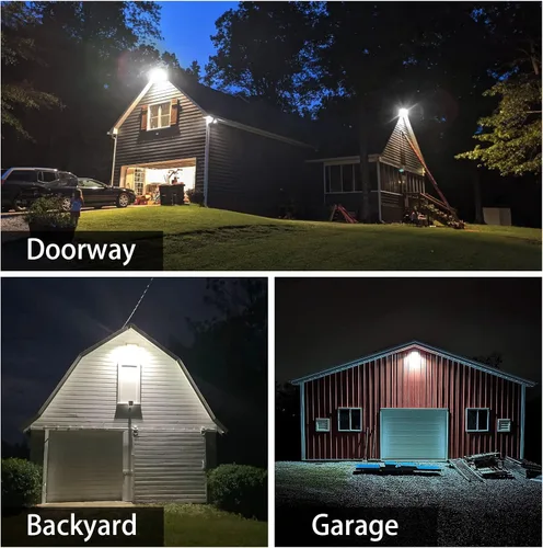 Miniatura 2 de Paquete de 2 focos LED de 100 W para exteriores, luz de trabajo exterior súper brillante de 10000 lm con enchufe, luces de seguridad impermeables