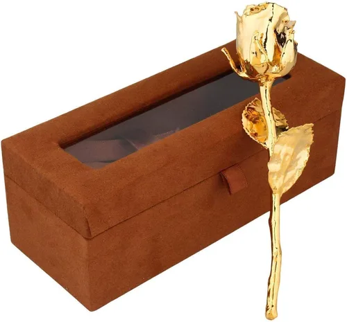 Miniatura 10 de Rosa natural bañada en oro de 24 quilates con caja de regalo roja para hombres y mujeres, 6 pulgadas de largo, la mejor opción de regalo en el día