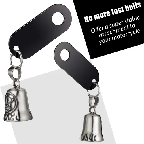 Miniatura 2 de 2 perchas para campanas de motocicleta, colgador de campana de la suerte de motocicleta y 2 anillos divididos, se adapta a cualquier campana (negro)