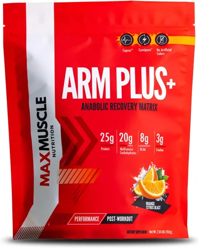 Max Muscle Arm Plus+ - Matriz de recuperación anabólica | 0.88 oz de proteína de suero de leche, 0.11 onzas de BCA, 0.11 onzas de creatina