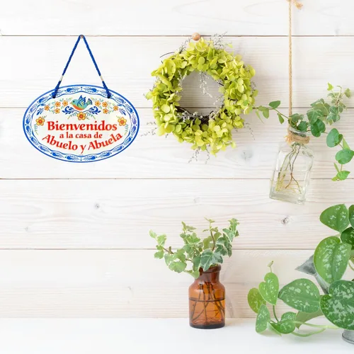 Miniatura 3 de Oktoberfest Haus - Obra de arte tradicional latina "Bienvenidos a la Casa de Abuelo y Abuela", de cerámica de 8.75 x 6 pulgadas, letrero de puerta