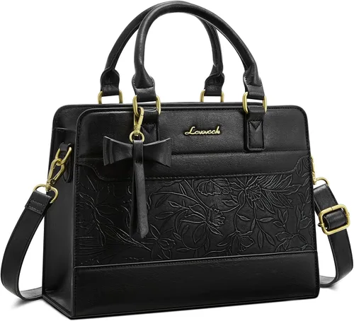 Miniatura 9 de LOVEVOOK Carteras para mujeres, Bolso tote de cuero y carteras, Bolso bandolera cruzado con asa superior con cremallera Negro/Blanco/Marrón