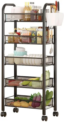 Cesta de frutas y verduras para cocina, cesta de almacenamiento apilable de alambre de metal de 5 niveles, cesta organizadora de frutas y verduras