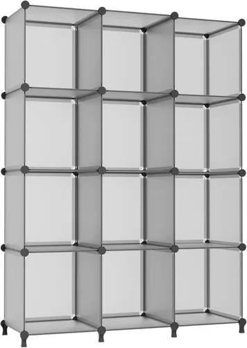 Miniatura 12 de AWTATOS Organizador de almacenamiento de cubos, estantería de 12 cubos, estantería de bricolaje de plástico para armario, estantes de almacenamiento