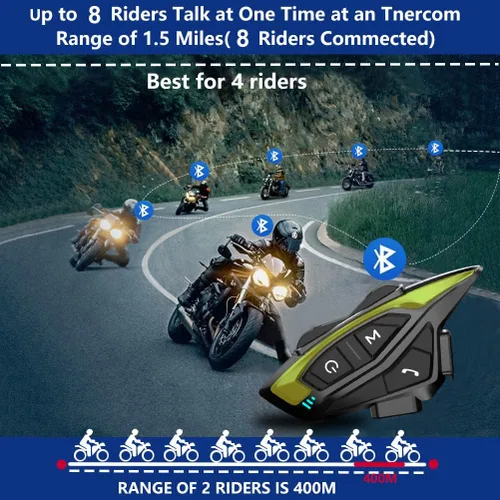 Miniatura 3 de Kit de intercomunicador Bluetooth para casco de motocicleta, casco de motocicleta con cancelación de ruido DSP/CVC, intercomunicador de casco de 8