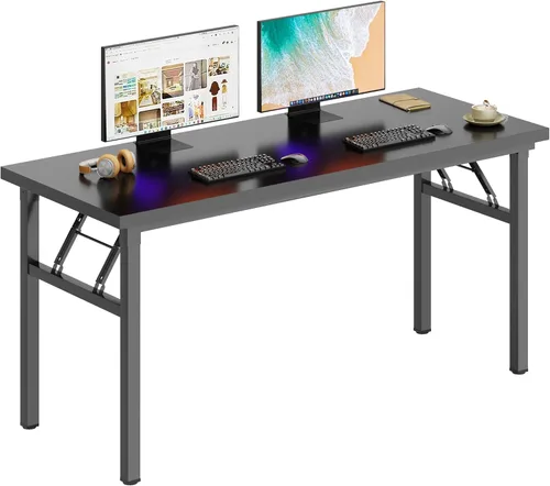Miniatura 27 de DlandHome - Mesa plegable para computadora de 47 pulgadas, escritorio portátil, mesa de actividades, mesa de conferencias, escritorio de oficina