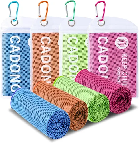 Miniatura 10 de Paquete de 4 toallas refrescantes (40 x 12 pulgadas), toalla de frío suave y transpirable, toalla de hielo, toalla de microfibra para yoga