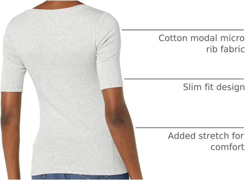 Miniatura 113 de Amazon Essentials - Camiseta de manga corta y cuello cuadrado para mujer