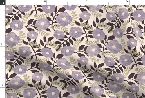 Miniatura 3 de Spoonflower Tela - Flores grises púrpuras hojas de lavanda beige crema naturaleza botánica imitación impresa en tela de gasa Fat Quarter - Costura