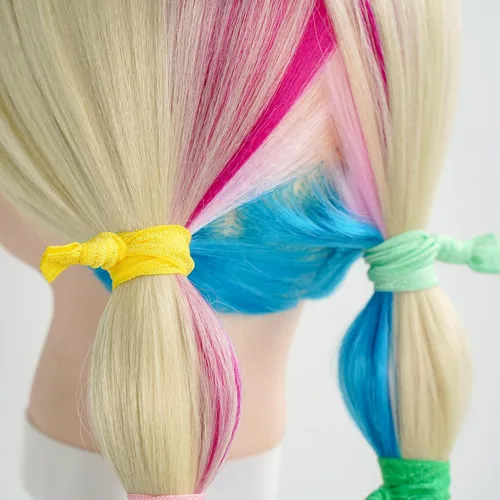 Miniatura 4 de MEEDEE Paquete de 100 cintas elásticas para el cabello arcoíris: sin arrugas, sujetadores de cola de caballo de cinta suave anudada para mujeres