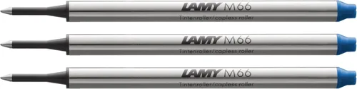 Lamy Paquete de 3 recambios de metal M66 con gran capacidad - Recambio original para todos los bolígrafos rollerball sin tapa - A prueba de Azul en M