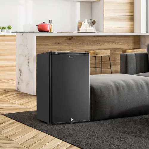 Miniatura 9 de Smad Mini refrigerador con bloqueo, sin ruido, 110 V/12 V, refrigerador compacto de 2 vías, caravana, camión, caravana, bebidas, mini refrigerador