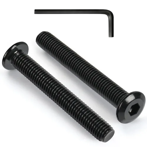 VGBUY M6-1 x 80 mm 18 piezas de tornillos de cabeza plana con casquillo hexagonal métrico M6, acero inoxidable 304 18-8, niquelado negro, rosca