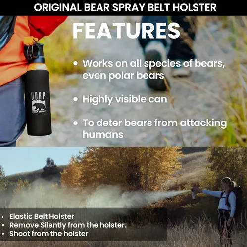 Miniatura 6 de UDAP Pepper Power 12VHP Safety Orange Bear Spray Self Defense Deterrent with Hip Holster and Belt for Camping, Hiking, Fishing, Powerful Blast