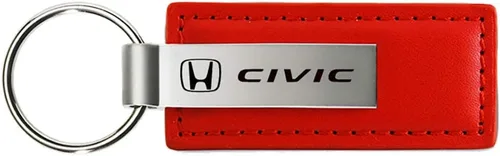 Au-TOMOTIVE GOLD, INC. Honda Civic - Llavero de cuero rojo para automóvil, con licencia oficial, Rojo -