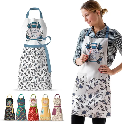 Miniatura 12 de Waterproof Apron for Adults – Adjustable Fit with Deep Pockets, Stylish Cooking & Baking Apron for Women & Men