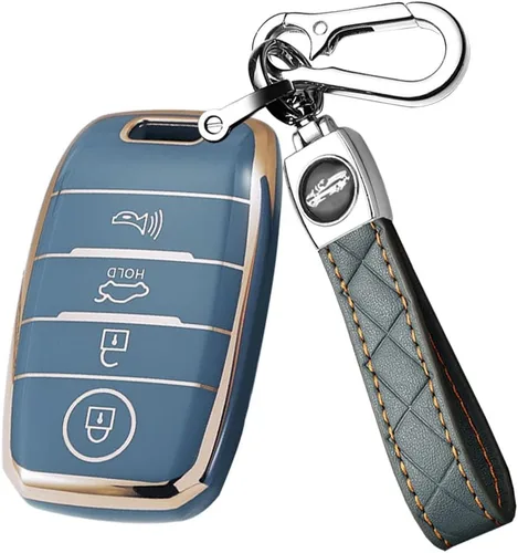 Miniatura 12 de ontto Funda para llave de automóvil de 4 botones compatible con Kia Forte Koup NIRO Optima Rio TPU llavero suave y duradero, color beige