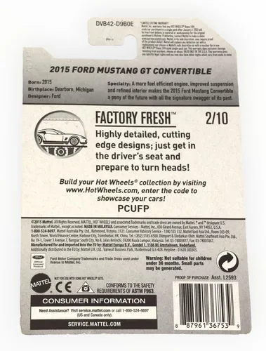 Miniatura 2 de Hot Wheels 2017 Factory Fresh 2015 Ford Mustang GT Convertible 104/365, azul