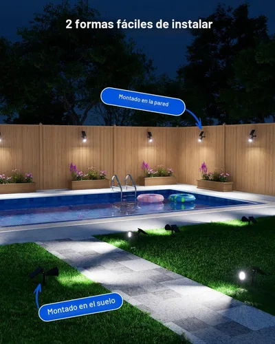 Miniatura 9 de FALOVE Focos Solares para Exteriores Impermeables para Bandera, Palmera, Poste, Letrero, Estatua, Buzón, Reflectores LED Brillantes para Exteriores