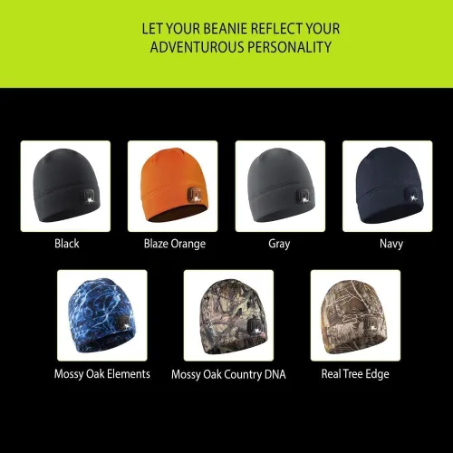Miniatura 8 de POWERCAP - Sombrero LED con luz de 150 lúmenes, forro polar recargable con faro incorporado brillante, impermeable, cálido, talla única Mossy Oak