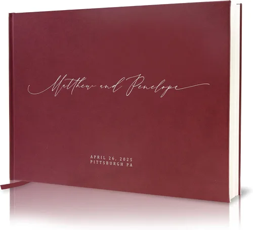 Miniatura 20 de MUUJEE Libro de visitas personalizado con brillo bronce - Libro de invitados moderno personalizado de alta calidad para recepción de boda, fiesta