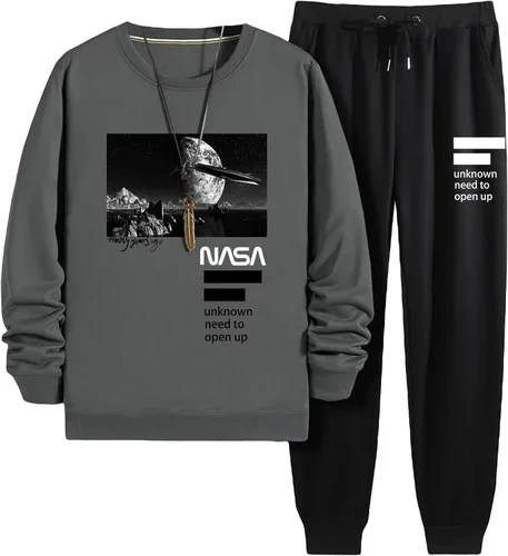 GORGLITTER Conjunto deportivo de 2 piezas para hombre, sudadera y pantalones deportivos con forro térmico con estampado de bloques de color