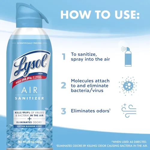 Miniatura 5 de Lysol Air - Desinfectante en aerosol con eliminador de olores para el hogar y la oficina, aerosol desinfectante, alternativa a ambientador, aroma a