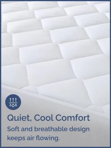 Miniatura 3 de Protector de colchón acolchado tamaño Queen – Cubrecolchón elástico ajustable y funda – transpirable, suave, cubierta superior de perfil bajo