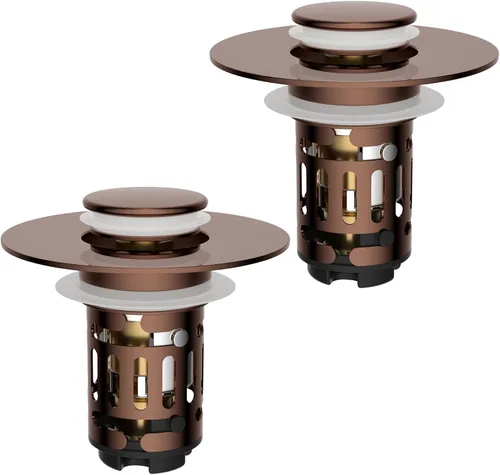 Miniatura 16 de Hibbent Colador de drenaje de lavabo de baño 3 en 1 mejorado, tapón universal desplegable con cesta de filtro de acero inoxidable extraíble atrapa