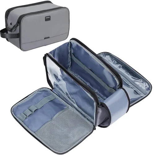 Miniatura 15 de ZEEMO Neceser de viaje para hombre, tamaño mediano, resistente al agua, doble cara, con apertura completa, organizador versátil para accesorios