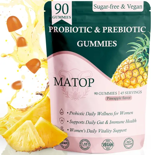 MATOP Gomitas Premium de Equilibrio Femenino para Mujeres - Probiótio + Prebiótico para el Equilibrio del pH Vaginal con Sabor a Uva, Vegano, Sin