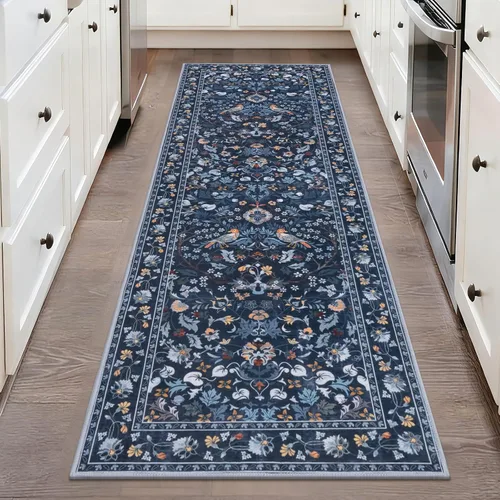 Miniatura 41 de HEBE Alfombra Pasillo 2'x10' Lavable Vintage Desgastada Alfombras de Área Antideslizante Alfombra de Lavandería Boho Alfombras de Piso para Pasillos
