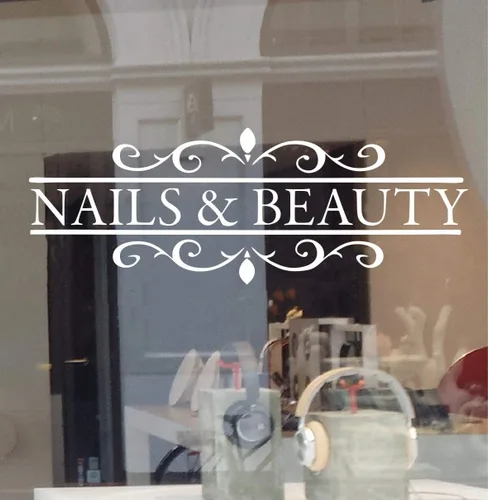 Miniatura 6 de LY1259 - Vinilo decorativo para salón de belleza, uñas extraíbles y barra de esmalte de cabello, mural de ventana para salón de belleza, elegante