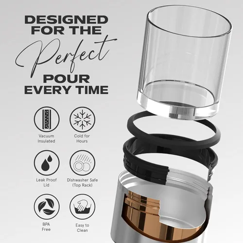 Miniatura 3 de asobu Vaso con funda para whisky, vaso de bourbon aislado con vidrio de rocas de alta calidad, sin BPA, acero inoxidable de doble pared, mantiene