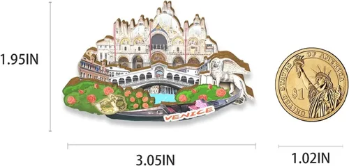Miniatura 3 de Italia Venecia imán de nevera de madera 3D monumentos de viaje coleccionables recuerdos decoración hecha a mano