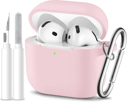 Miniatura 15 de Funda protectora completa de silicona suave para AirPods 4 con llavero y kit de limpieza, compatible con Apple Airpods 4 para mujeres y hombres