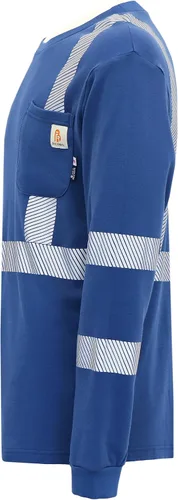 Miniatura 2 de BOCOMAL FR Tee Shirts High Visibility/Hi Vis Flame Resistant/Fire Retardant Shirt 7oz Reflective Hombres Seguridad Camisas Camiseta azul real/Hi Vis