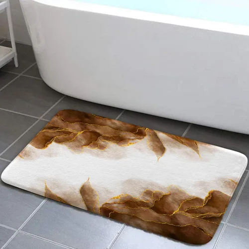 Miniatura 19 de Tapetes de baño de mármol verde y dorado para baño, de franela verde oliva esmeralda oscuro, tapete de baño para ducha, antideslizante, moderno