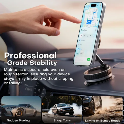 Miniatura 4 de Soportes magnéticos de teléfono al vacío para tu automóvil [succión más fuerte de 120 libras y 2800 gf magnético más fuerte], soporte de teléfono
