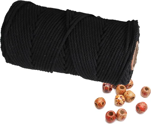 Miniatura 9 de Cordón de macramé de 1/64 pulgadas (0.157 in) de color rosa claro, hilo de algodón natural para tejer a mano a mano, 4 hebras para colgar