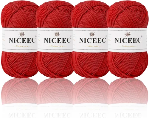 Miniatura 29 de NICEEC 4 madejas de hilo de algodón suave para bebé, 4 capas, manualidades DIY, peso fingering, hilo para manta para ganchillo y tejido, total 700