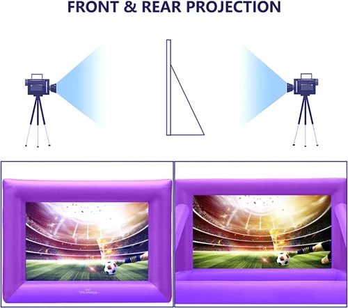 Miniatura 5 de Pantalla de proyector inflable de 30 pies para ver películas de TV en exteriores e interiores, pantalla enorme, soplador, amarres, estacas, bolsas