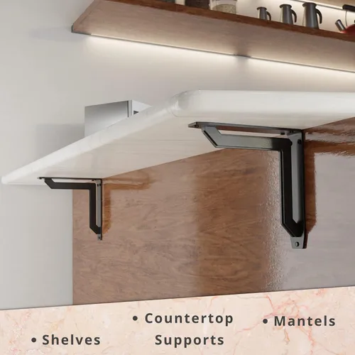 Miniatura 28 de Starby Charleston Soportes de acero resistente para repisa de chimenea, estante flotante, soporte de encimera, soldado a mano (paquete de 2)