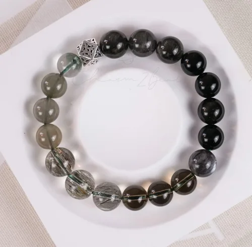 Miniatura 72 de Precious Gemstone Natural Crystal Healing Bracelet, Rutilated Quartz, Moonstone, Quartz Handmade Original Design Bracelet