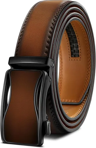 Miniatura 18 de BULLIANT - Cinturón de trinquete para hombre, cinturón de cuero deslizante ajustable para regalo, para vestido casual de hombre, 1 3/8